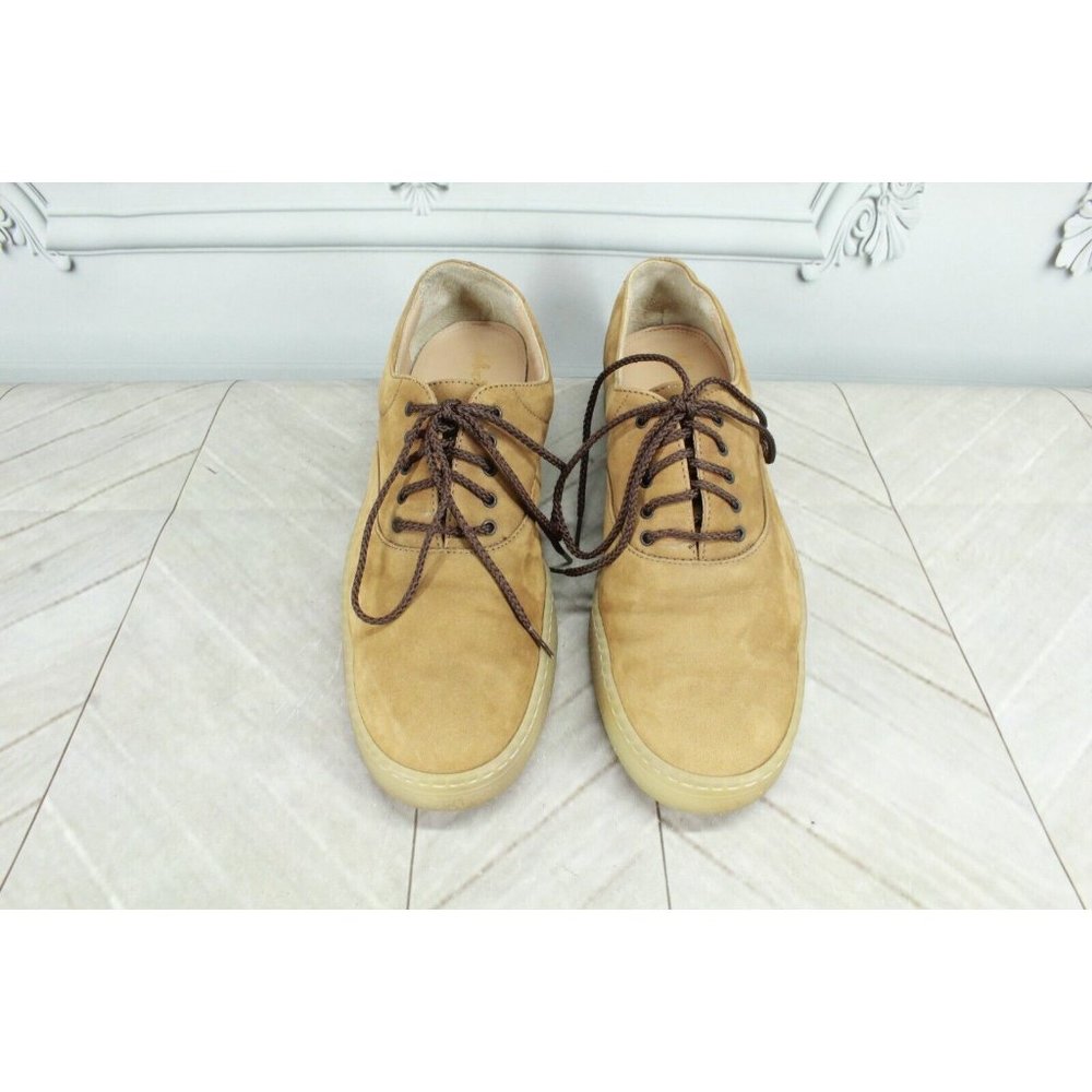 Salvatore Ferragamo Tan Suede Lace Up Low Top Rubber Sole Sneakers 8 B - Picture 5 of 9